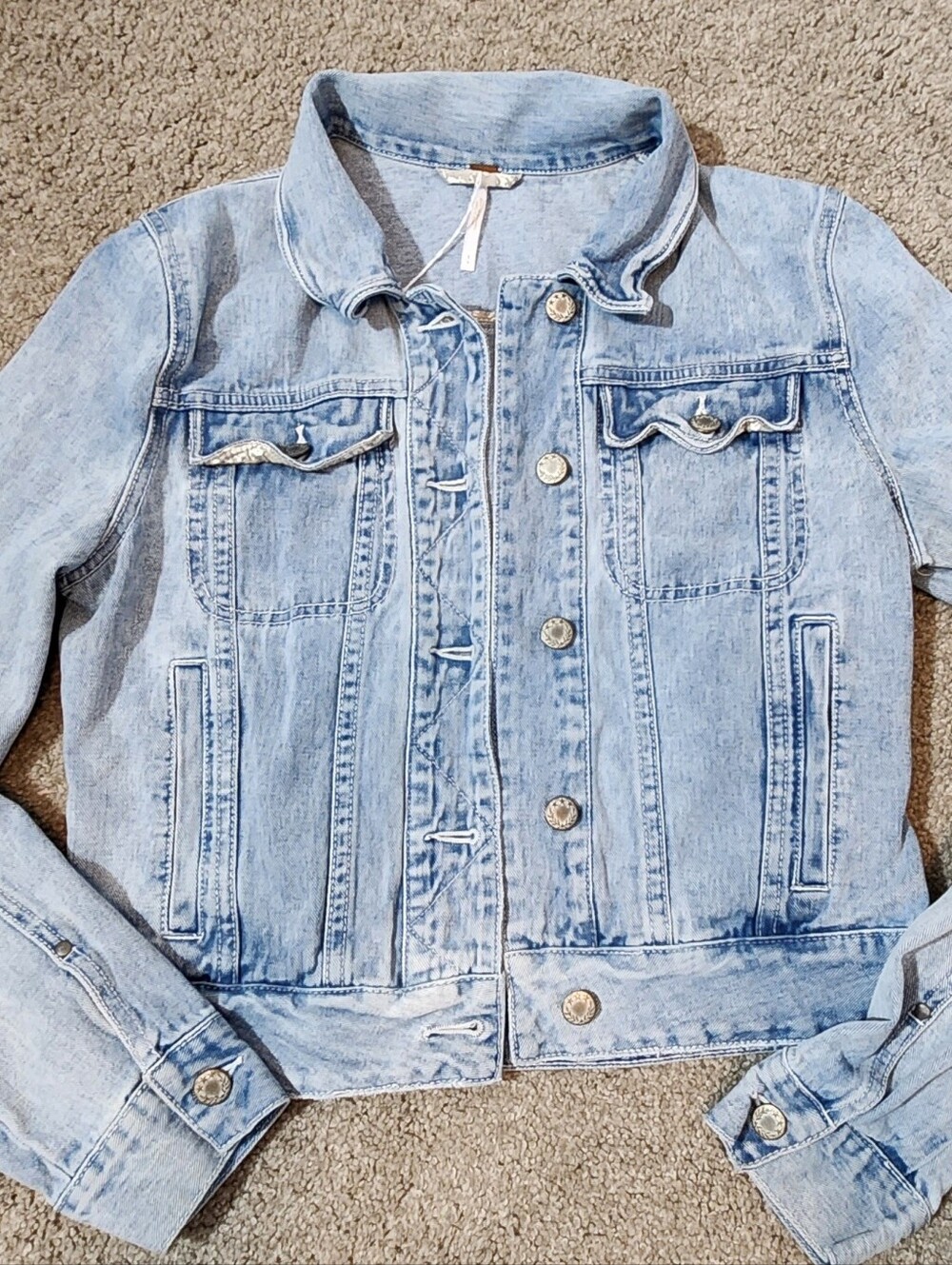 Free People Light Wash Denim Jacket